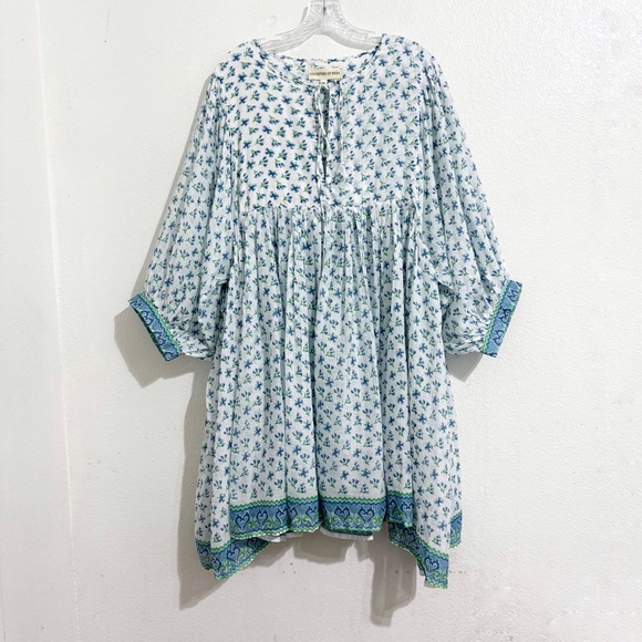 NWT Daughters Of India Kyra Mini‎ Dress in Azure Blue & White Floral - Picture 7 of 12